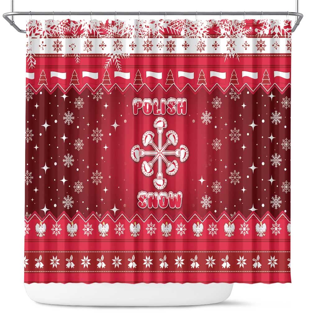 Poland Christmas Shower Curtain Pierogi Polish Snow - Wonder Print Shop