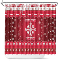 Poland Christmas Shower Curtain Pierogi Polish Snow - Wonder Print Shop