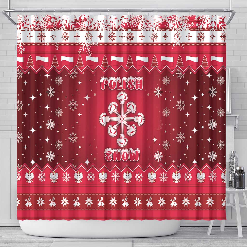 Poland Christmas Shower Curtain Pierogi Polish Snow - Wonder Print Shop