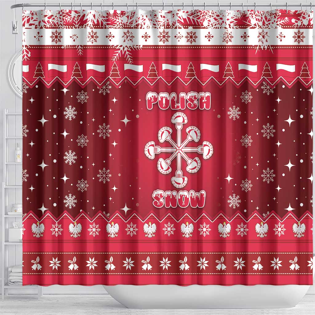 Poland Christmas Shower Curtain Pierogi Polish Snow - Wonder Print Shop