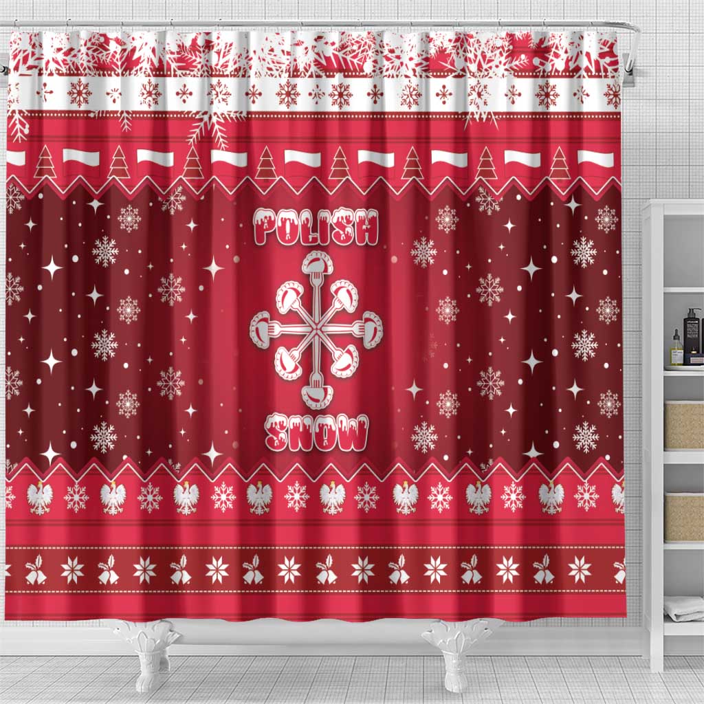 Poland Christmas Shower Curtain Pierogi Polish Snow - Wonder Print Shop