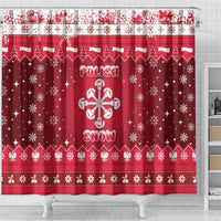 Poland Christmas Shower Curtain Pierogi Polish Snow - Wonder Print Shop