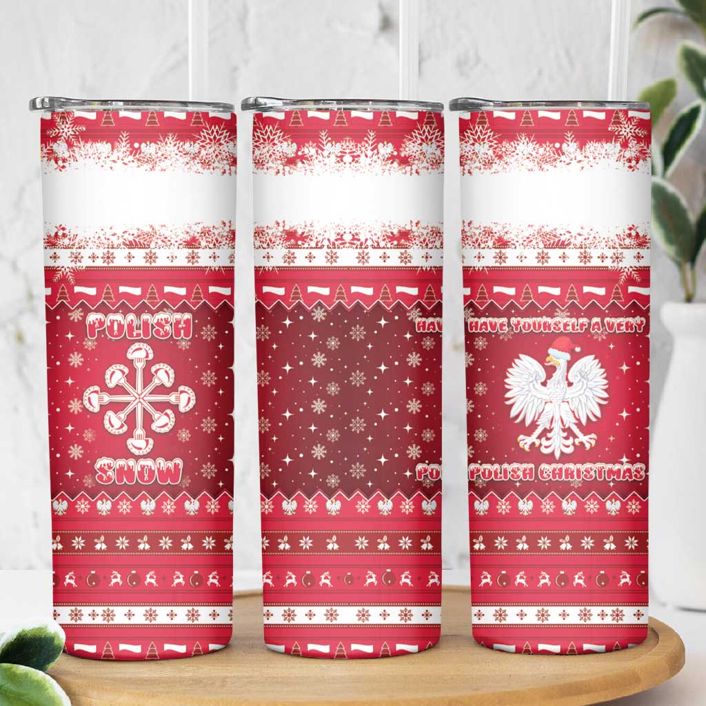 Poland Christmas Skinny Tumbler Pierogi Polish Snow - Wonder Print Shop