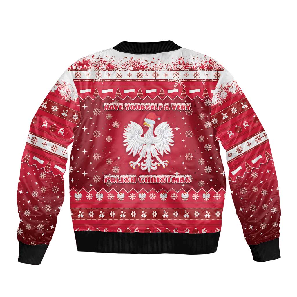 Poland Christmas Sleeve Zip Bomber Jacket Pierogi Polish Snow - Wonder Print Shop