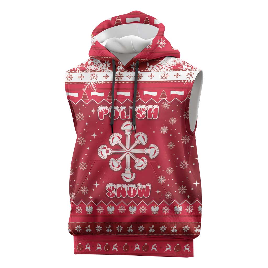 Poland Christmas Sleeveless Hoodie Pierogi Polish Snow - Wonder Print Shop