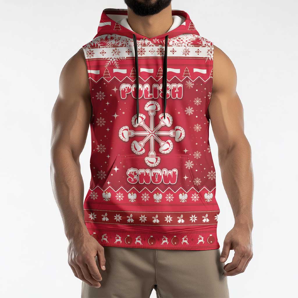 Poland Christmas Sleeveless Hoodie Pierogi Polish Snow - Wonder Print Shop