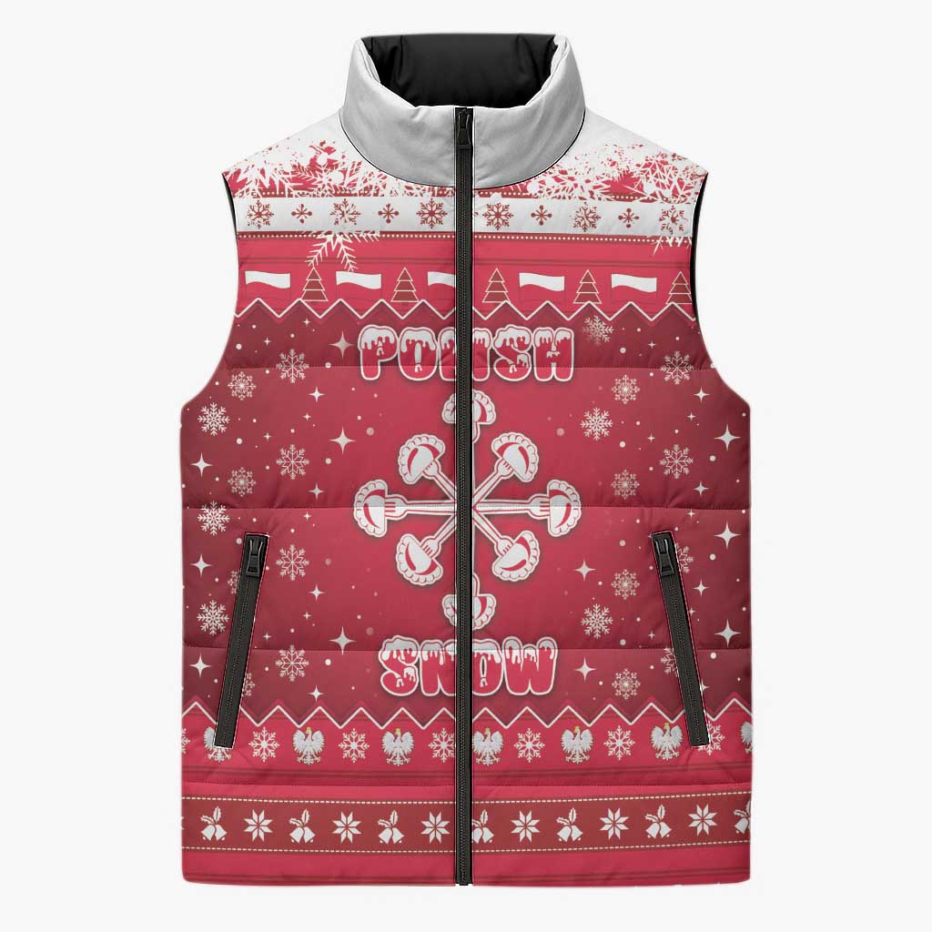 Poland Christmas Sleeveless Puffer Jacket Pierogi Polish Snow - Wonder Print Shop
