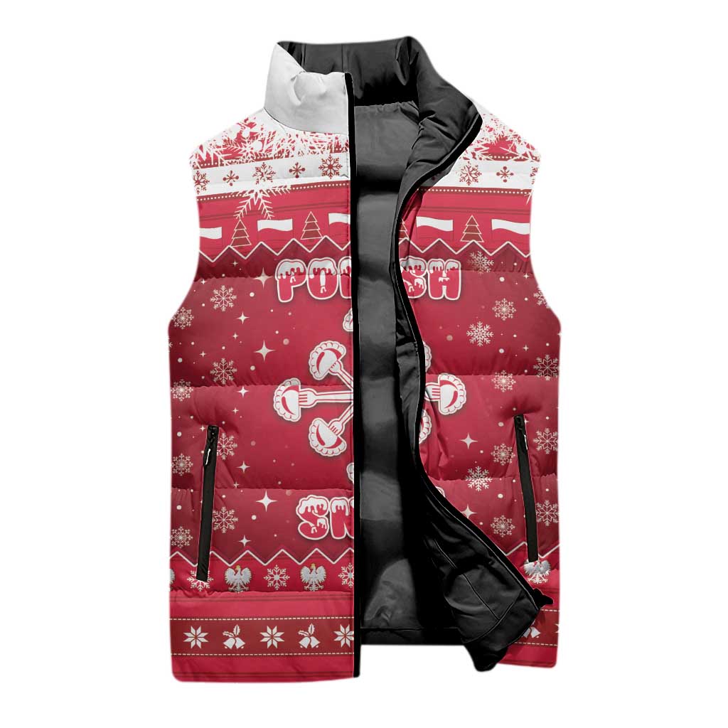 Poland Christmas Sleeveless Puffer Jacket Pierogi Polish Snow - Wonder Print Shop