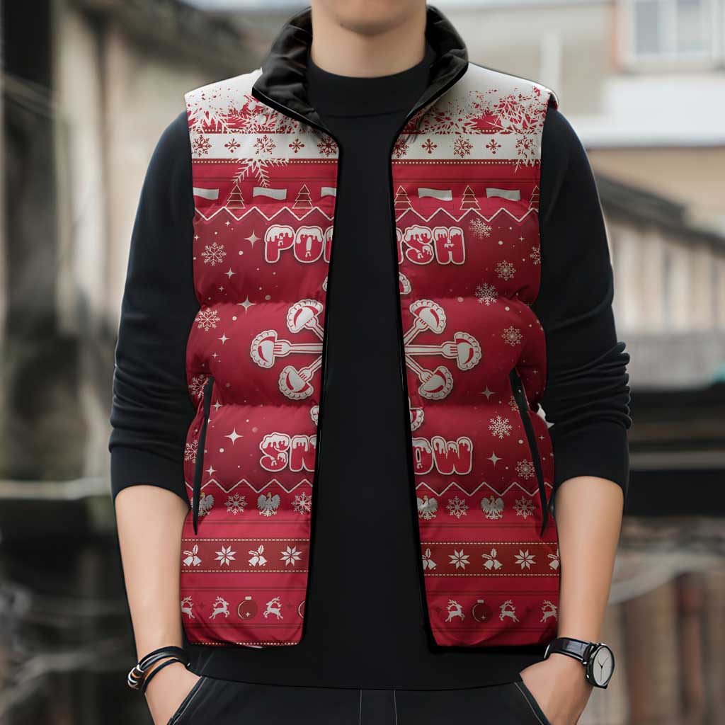 Poland Christmas Sleeveless Puffer Jacket Pierogi Polish Snow - Wonder Print Shop