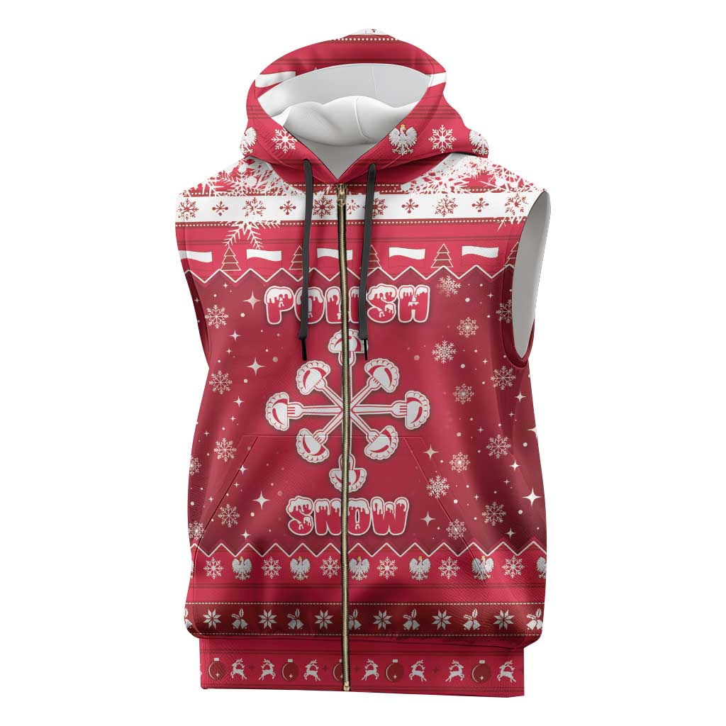 Poland Christmas Sleeveless Zip Hoodie Pierogi Polish Snow - Wonder Print Shop