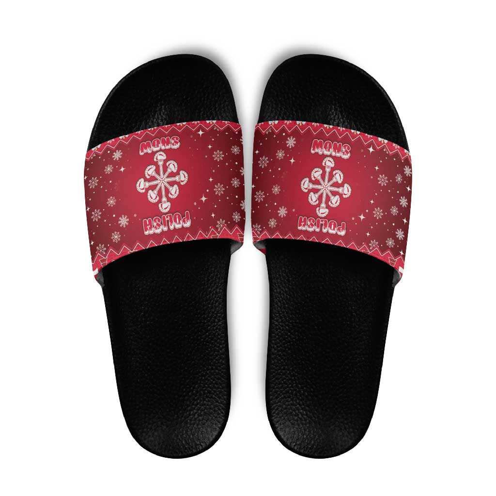 Poland Christmas Slide Sandals Pierogi Polish Snow - Wonder Print Shop