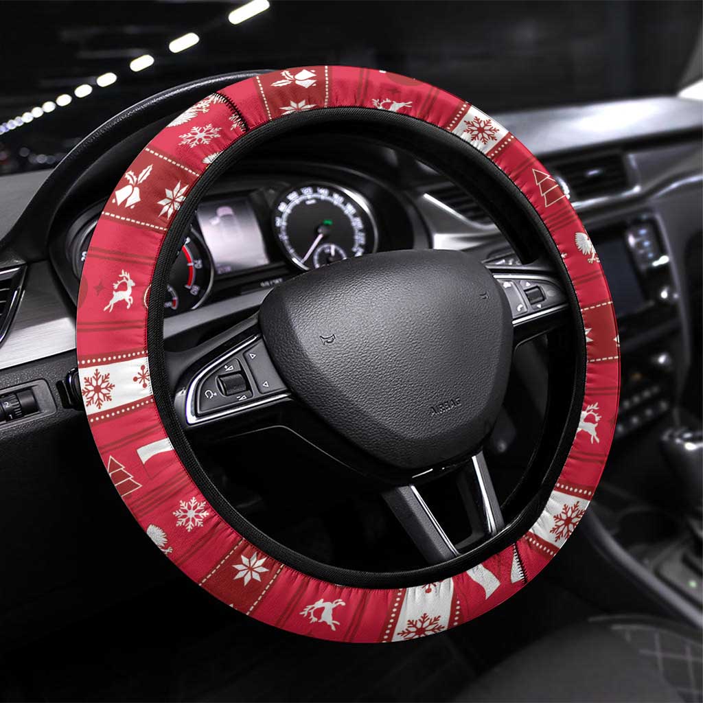 Poland Christmas Steering Wheel Cover Pierogi Polish Snow - Wonder Print Shop