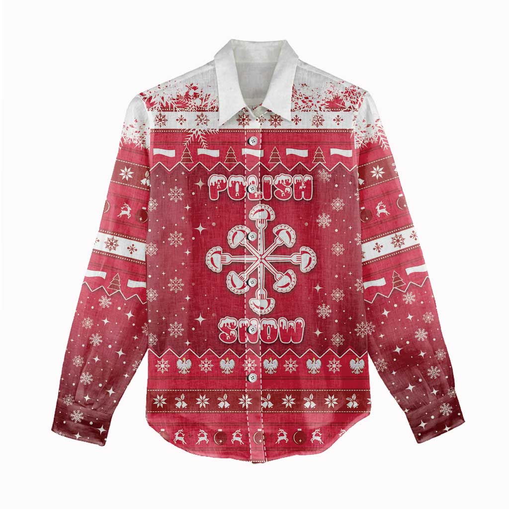 Poland Christmas Women Casual Shirt Pierogi Polish Snow - Wonder Print Shop
