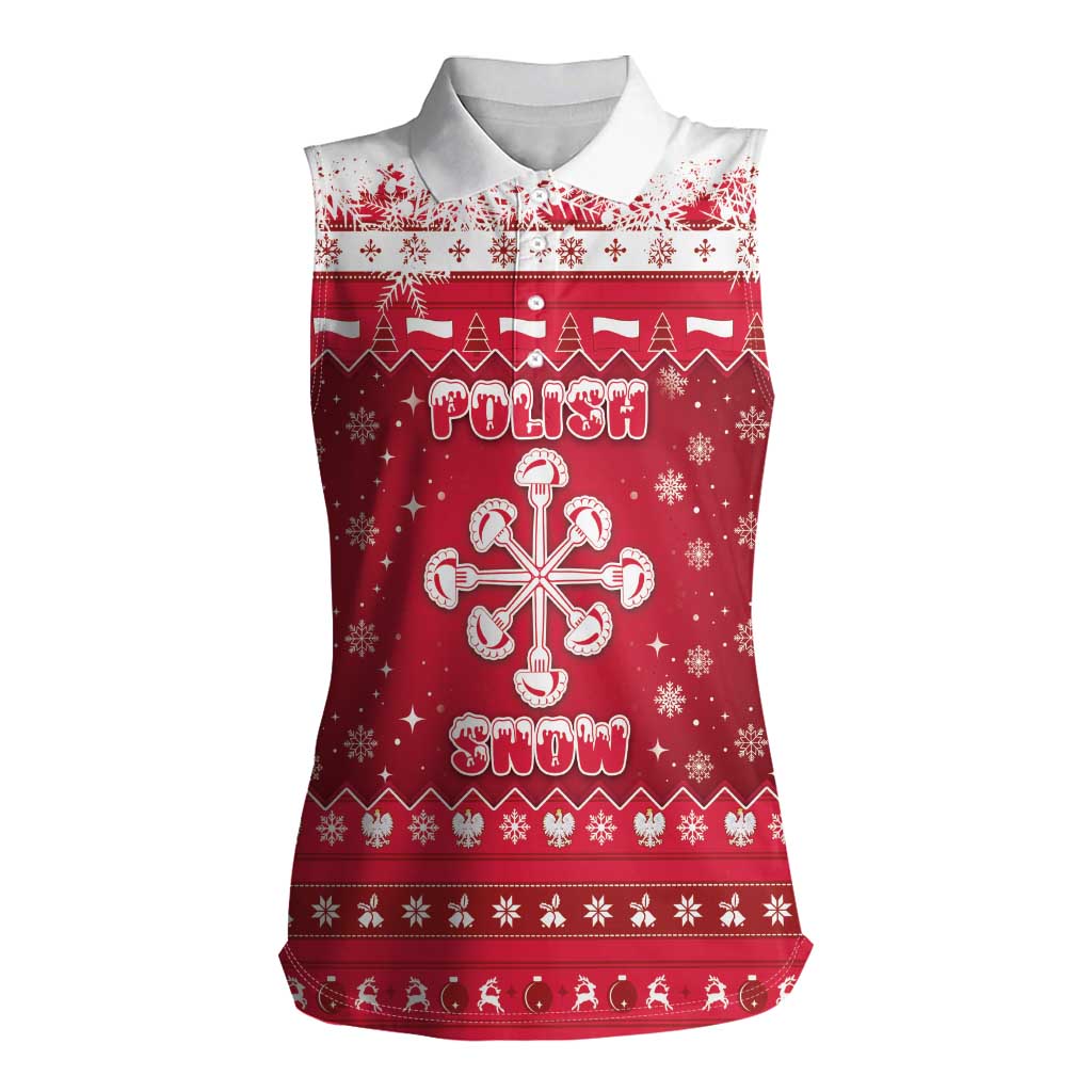 Poland Christmas Women Sleeveless Polo Shirt Pierogi Polish Snow - Wonder Print Shop