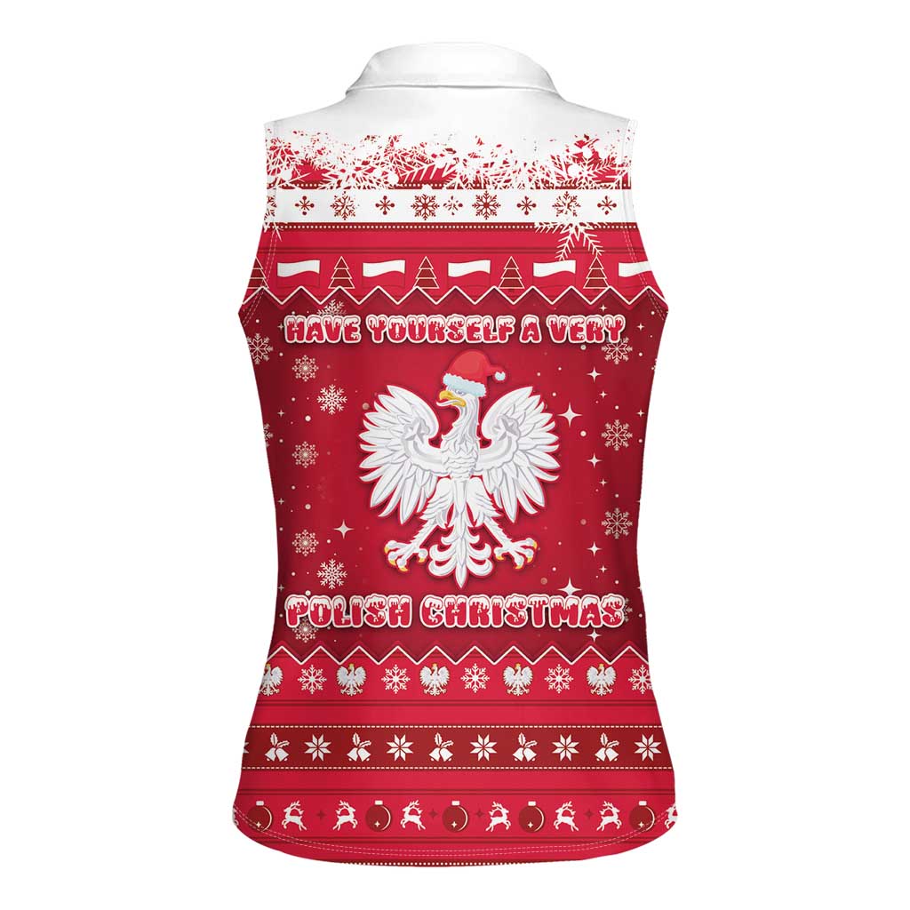 Poland Christmas Women Sleeveless Polo Shirt Pierogi Polish Snow - Wonder Print Shop