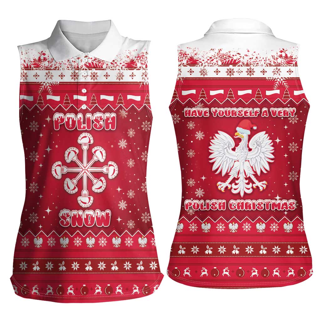 Poland Christmas Women Sleeveless Polo Shirt Pierogi Polish Snow - Wonder Print Shop