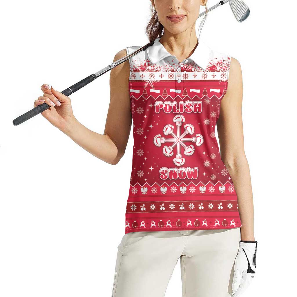 Poland Christmas Women Sleeveless Polo Shirt Pierogi Polish Snow - Wonder Print Shop