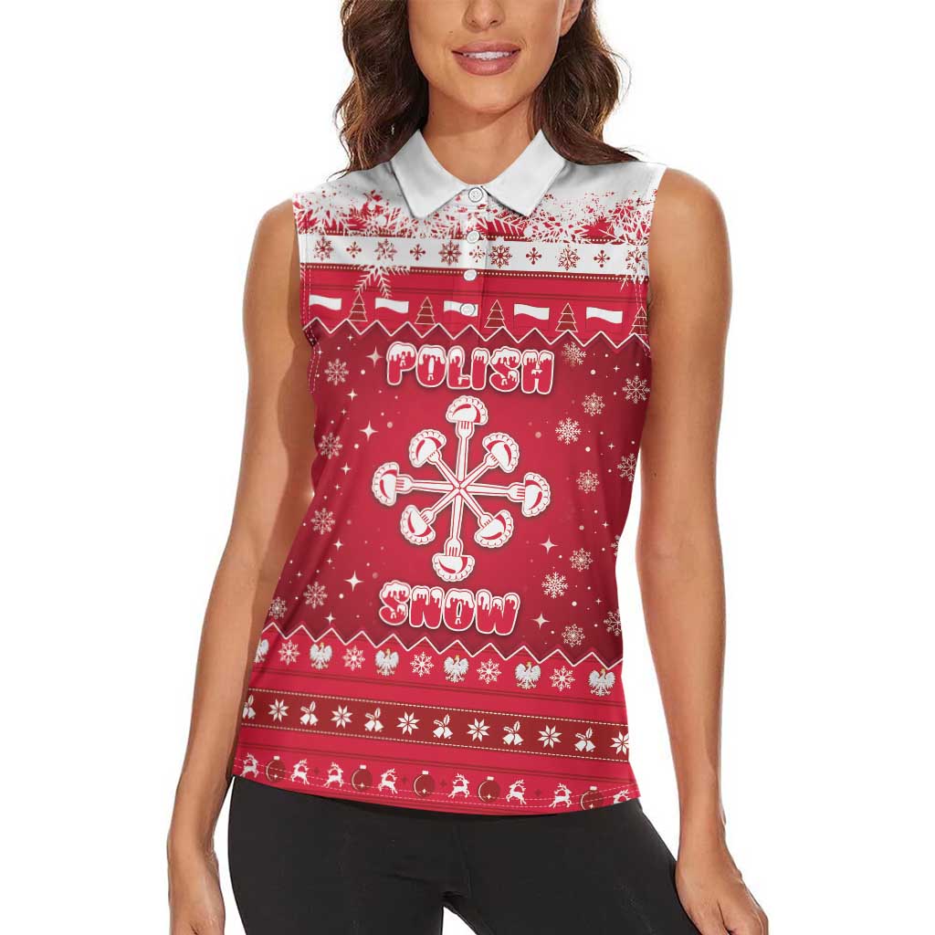 Poland Christmas Women Sleeveless Polo Shirt Pierogi Polish Snow - Wonder Print Shop