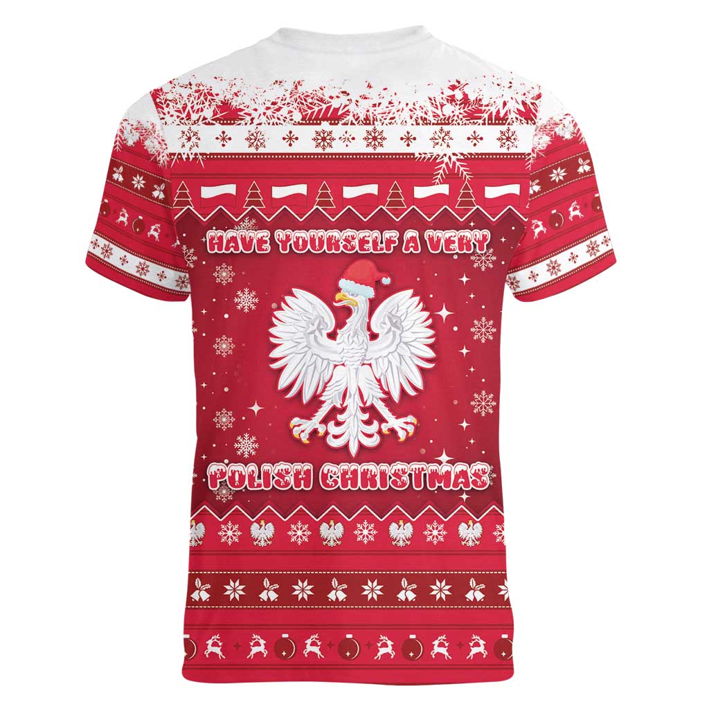 Poland Christmas Women V-Neck T-Shirt Pierogi Polish Snow - Wonder Print Shop