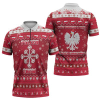 Poland Christmas Zipper Polo Shirt Pierogi Polish Snow - Wonder Print Shop