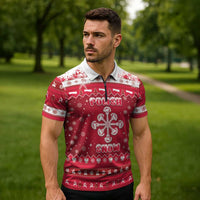 Poland Christmas Zipper Polo Shirt Pierogi Polish Snow - Wonder Print Shop