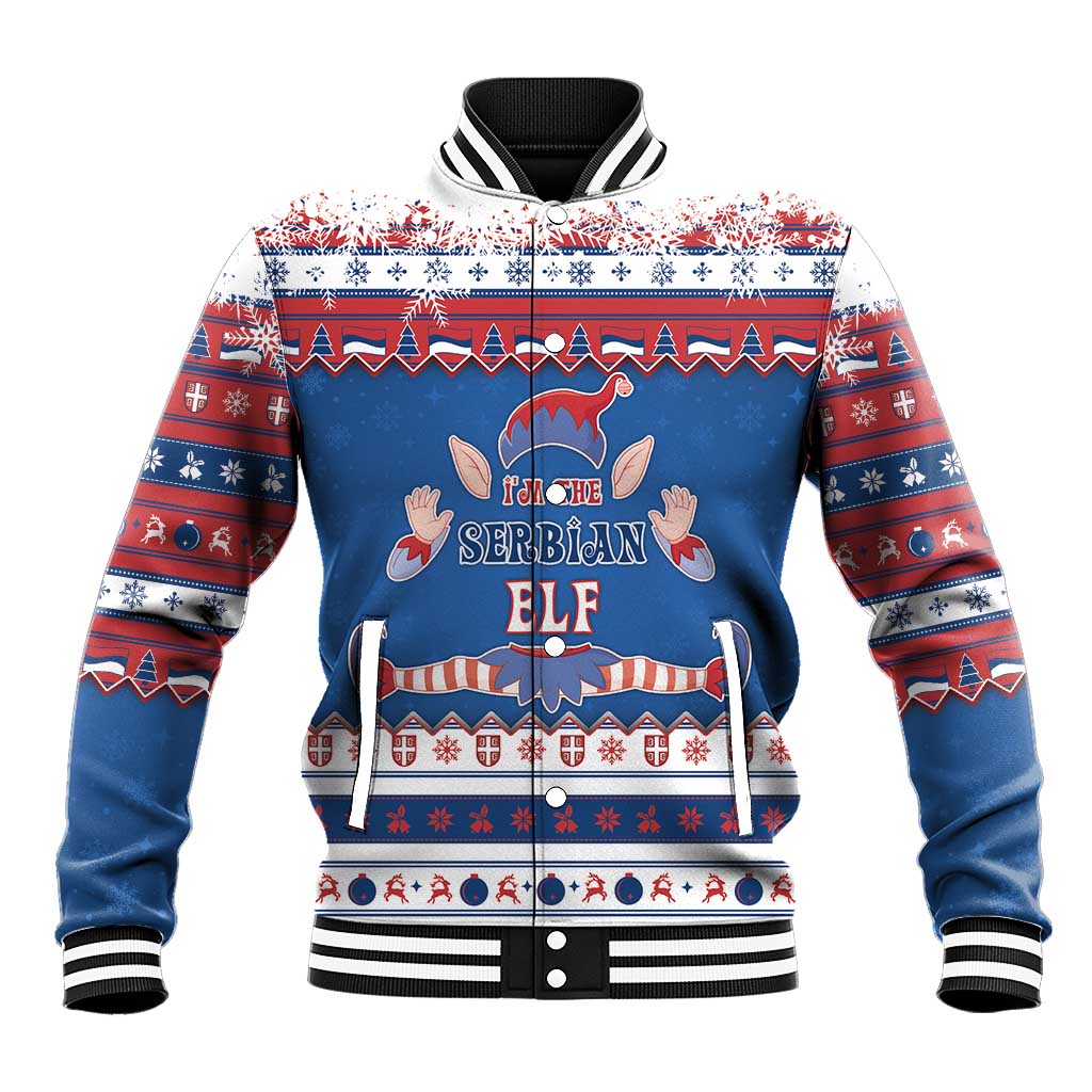 Serbia Christmas Baseball Jacket I Am The Serbian Elf - Wonder Print Shop