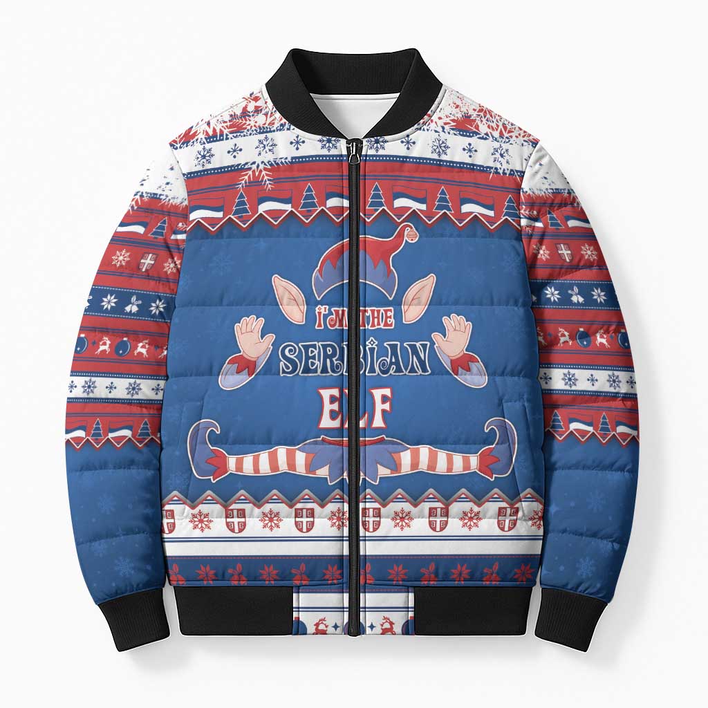 Serbia Christmas Bomber Puffer Jacket I Am The Serbian Elf - Wonder Print Shop