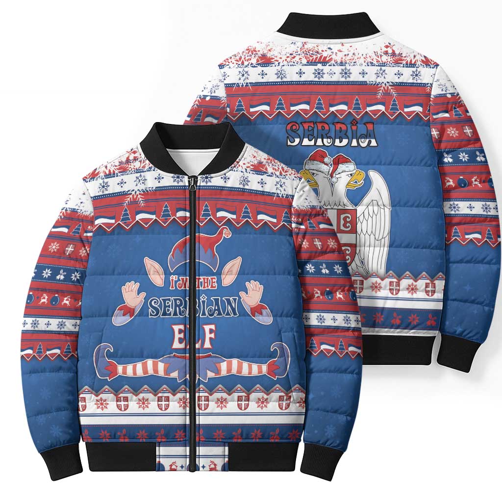 Serbia Christmas Bomber Puffer Jacket I Am The Serbian Elf - Wonder Print Shop