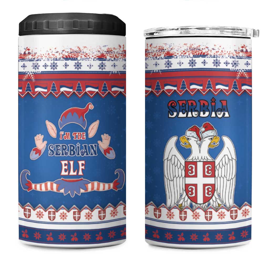 Serbia Christmas 4 in 1 Can Cooler Tumbler I Am The Serbian Elf - Wonder Print Shop