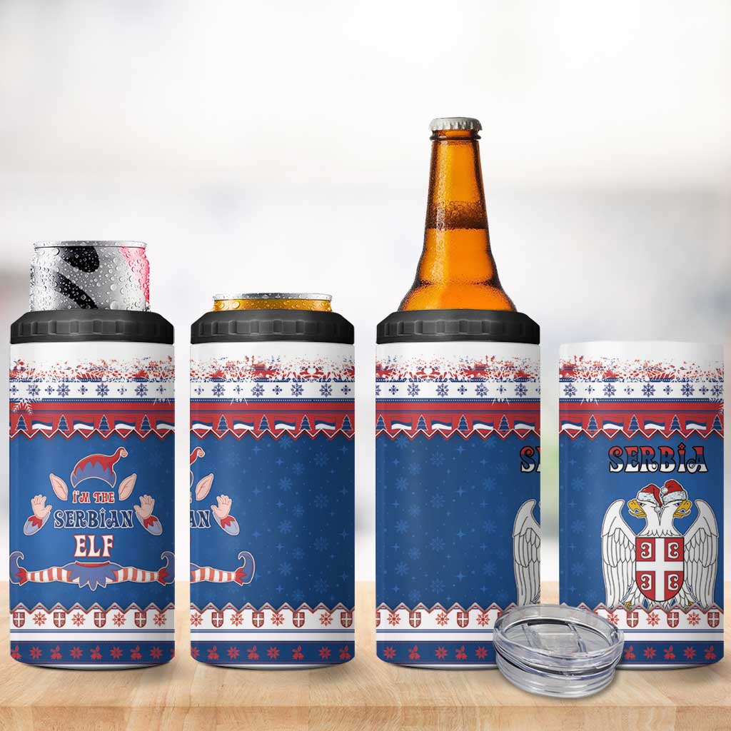 Serbia Christmas 4 in 1 Can Cooler Tumbler I Am The Serbian Elf - Wonder Print Shop
