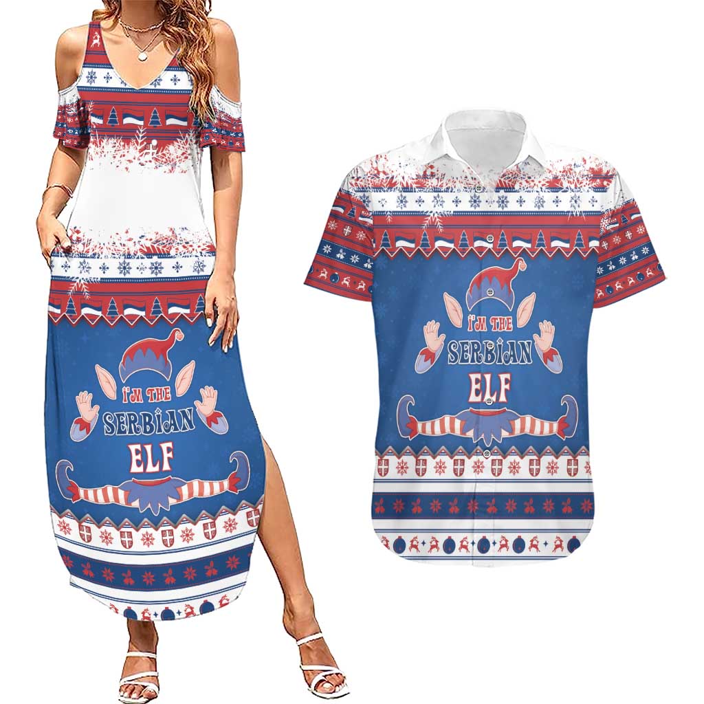 Serbia Christmas Couples Matching Summer Maxi Dress and Hawaiian Shirt I Am The Serbian Elf - Wonder Print Shop