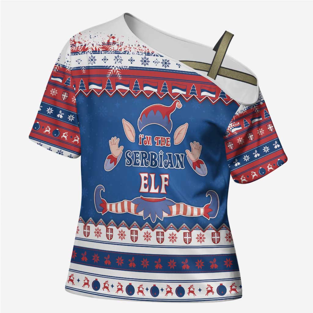 Serbia Christmas Cross Shoulder Shirt I Am The Serbian Elf - Wonder Print Shop