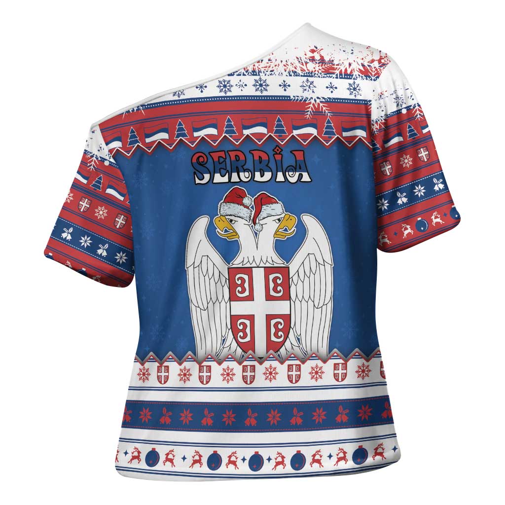 Serbia Christmas Cross Shoulder Shirt I Am The Serbian Elf - Wonder Print Shop