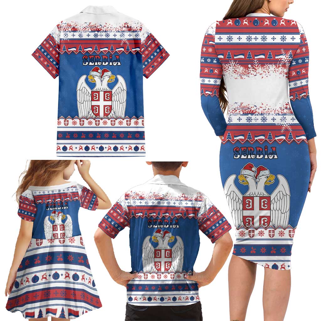 Serbia Christmas Family Matching Long Sleeve Bodycon Dress and Hawaiian Shirt I Am The Serbian Elf - Wonder Print Shop