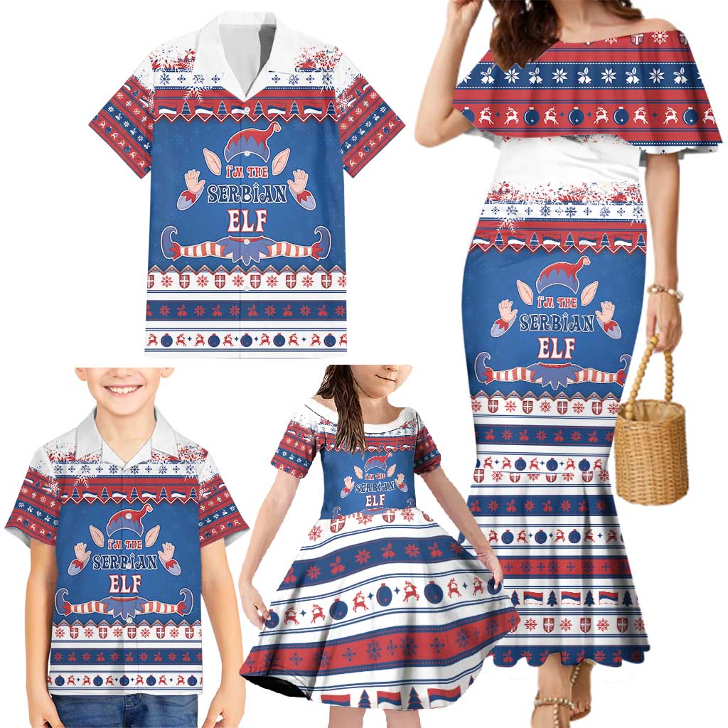Serbia Christmas Family Matching Mermaid Dress and Hawaiian Shirt I Am The Serbian Elf - Wonder Print Shop