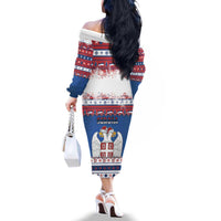 Serbia Christmas Family Matching Off The Shoulder Long Sleeve Dress and Hawaiian Shirt I Am The Serbian Elf - Wonder Print Shop