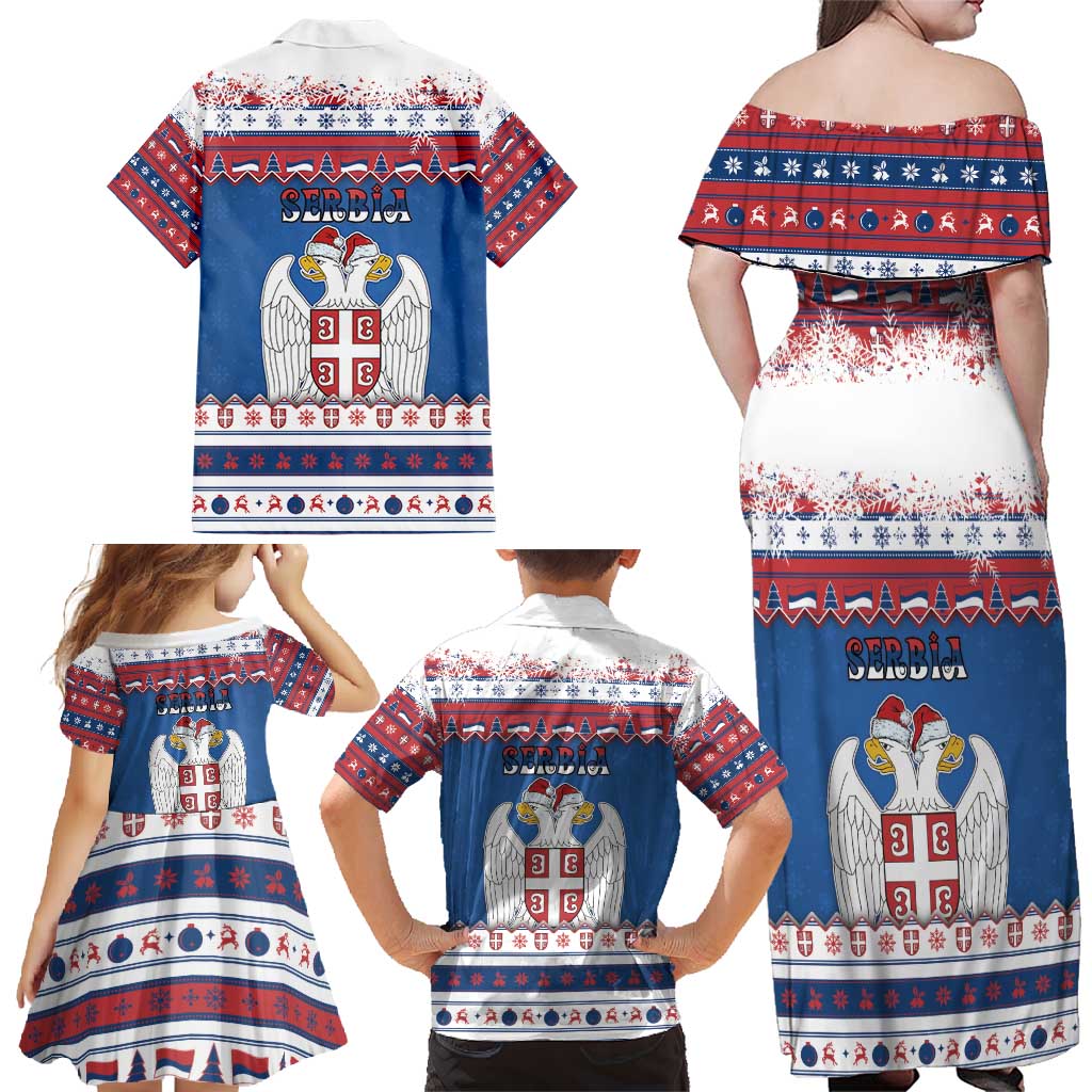 Serbia Christmas Family Matching Off Shoulder Maxi Dress and Hawaiian Shirt I Am The Serbian Elf - Wonder Print Shop