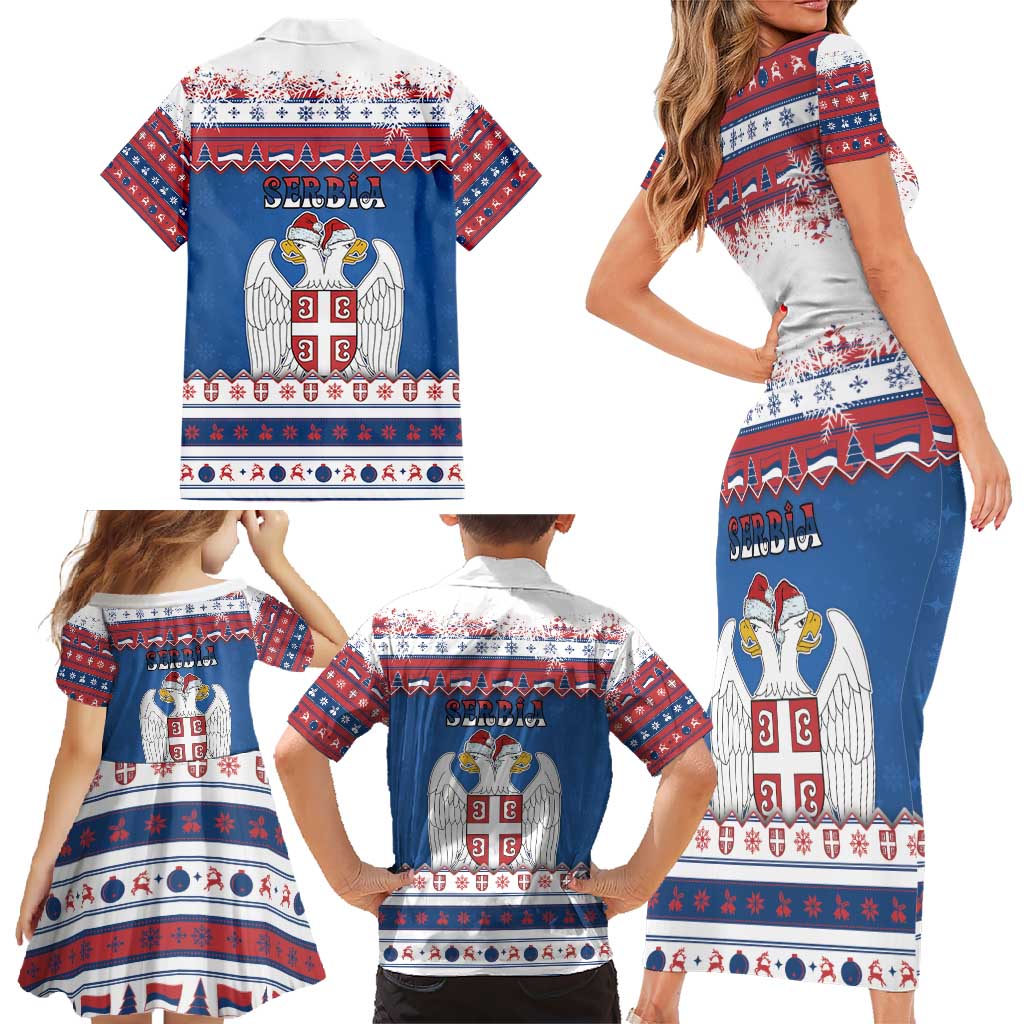 Serbia Christmas Family Matching Short Sleeve Bodycon Dress and Hawaiian Shirt I Am The Serbian Elf - Wonder Print Shop