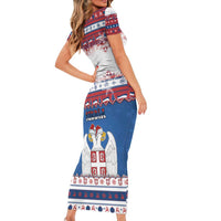 Serbia Christmas Family Matching Short Sleeve Bodycon Dress and Hawaiian Shirt I Am The Serbian Elf - Wonder Print Shop