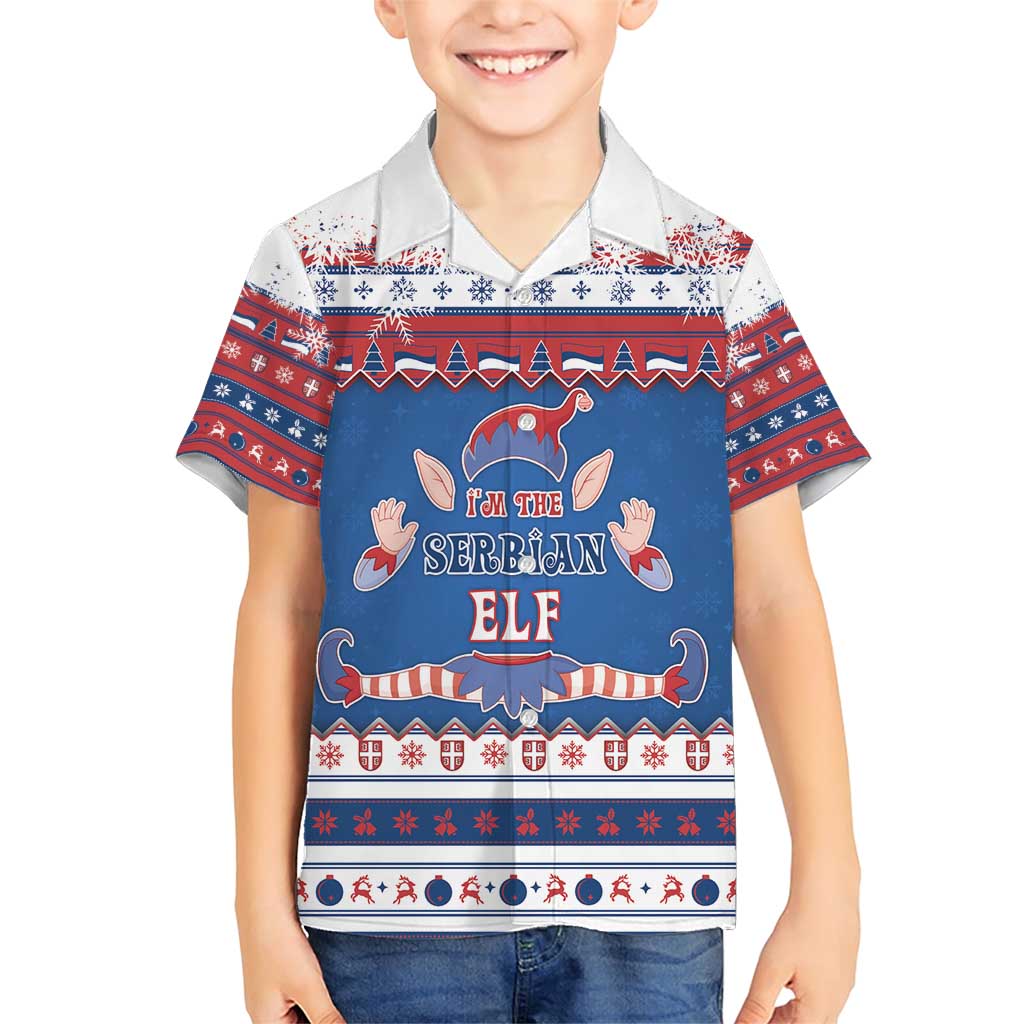 Serbia Christmas Family Matching Short Sleeve Bodycon Dress and Hawaiian Shirt I Am The Serbian Elf - Wonder Print Shop