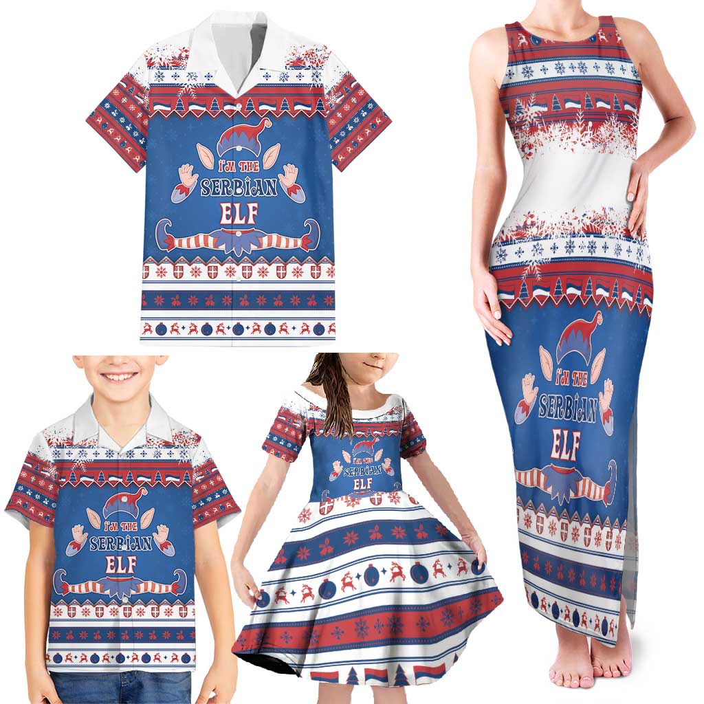 Serbia Christmas Family Matching Tank Maxi Dress and Hawaiian Shirt I Am The Serbian Elf - Wonder Print Shop