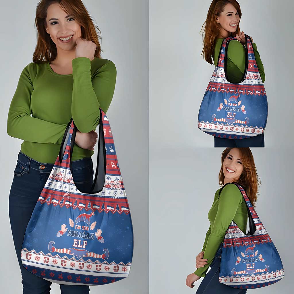 Serbia Christmas Grocery Bag I Am The Serbian Elf - Wonder Print Shop
