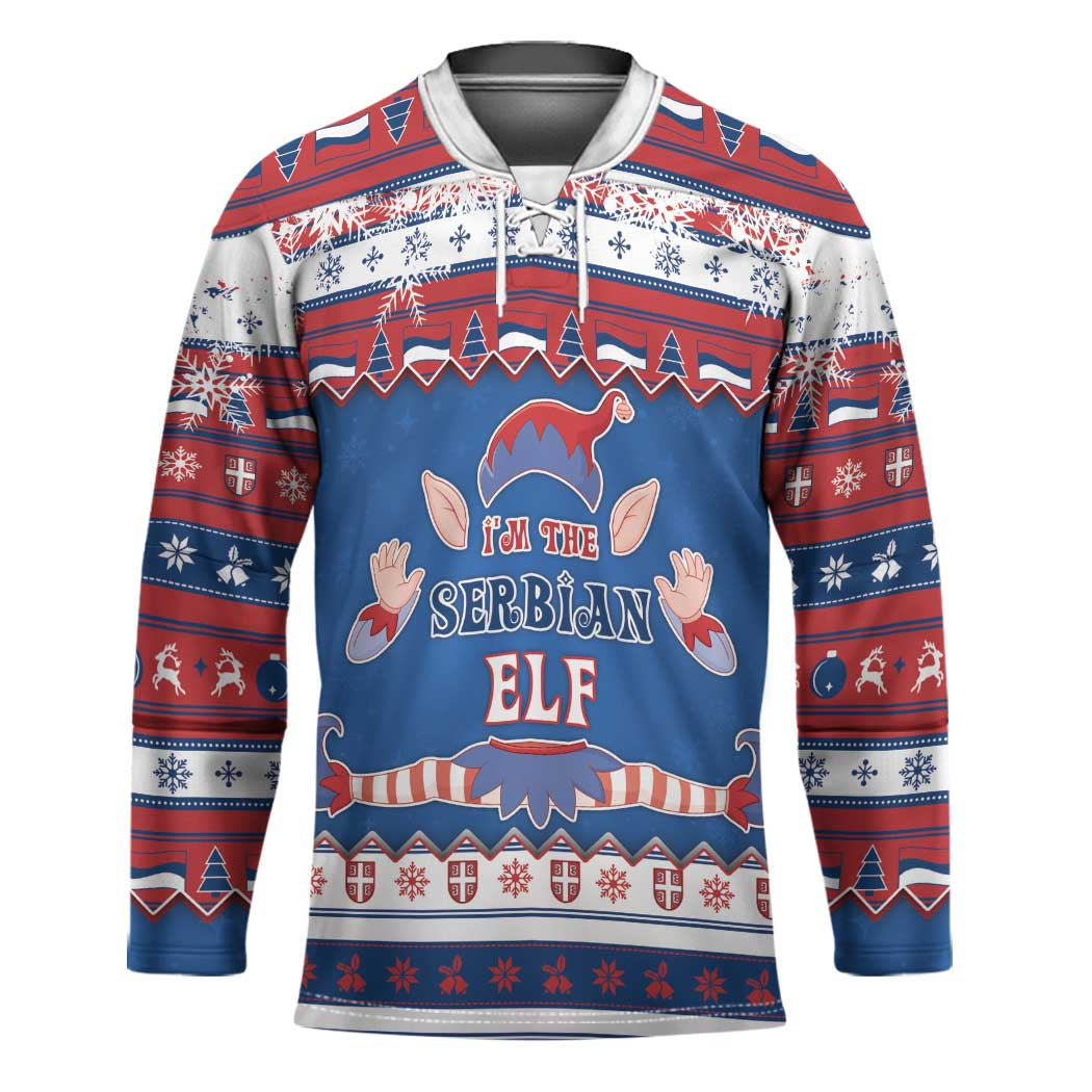 Serbia Christmas Hockey Jersey I Am The Serbian Elf - Wonder Print Shop