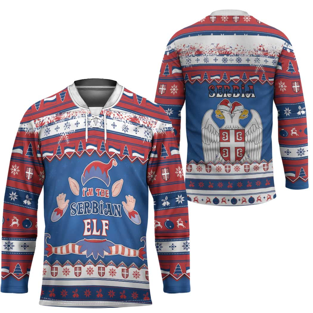Serbia Christmas Hockey Jersey I Am The Serbian Elf - Wonder Print Shop