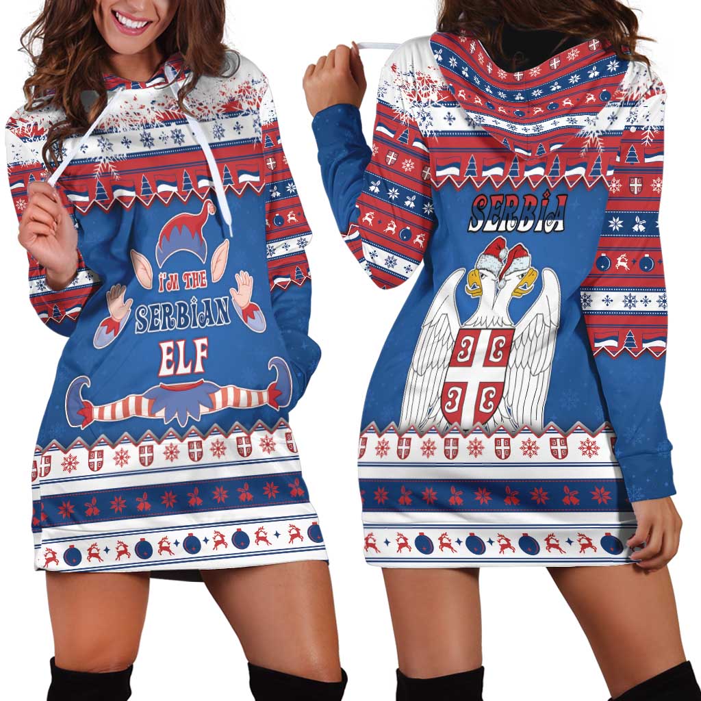 Serbia Christmas Hoodie Dress I Am The Serbian Elf - Wonder Print Shop