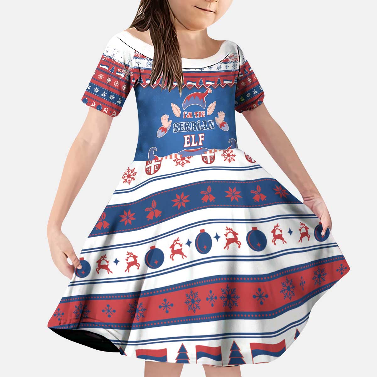Serbia Christmas Kid Short Sleeve Dress I Am The Serbian Elf - Wonder Print Shop