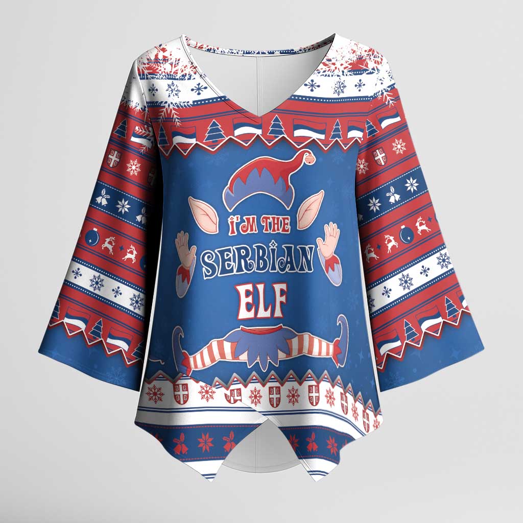 Serbia Christmas Kimono Sleeve Blouse I Am The Serbian Elf - Wonder Print Shop