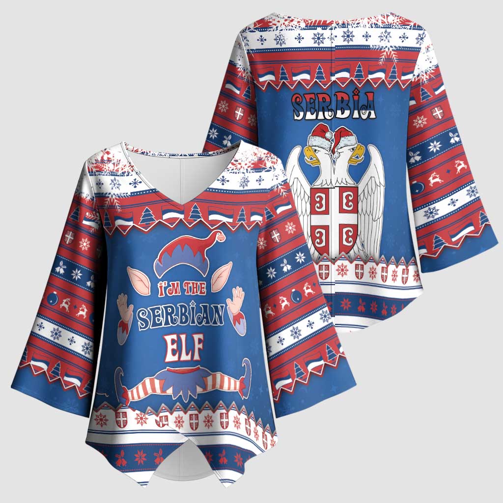 Serbia Christmas Kimono Sleeve Blouse I Am The Serbian Elf - Wonder Print Shop