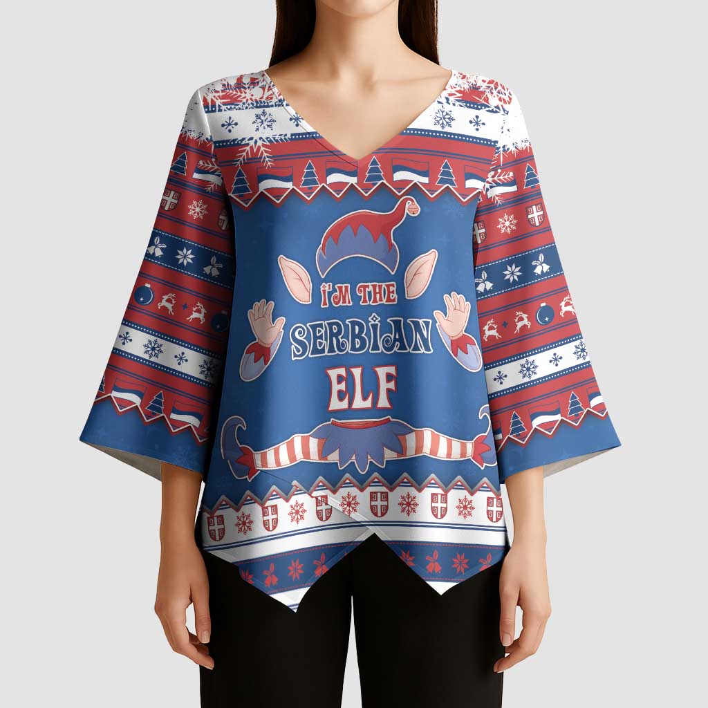 Serbia Christmas Kimono Sleeve Blouse I Am The Serbian Elf - Wonder Print Shop