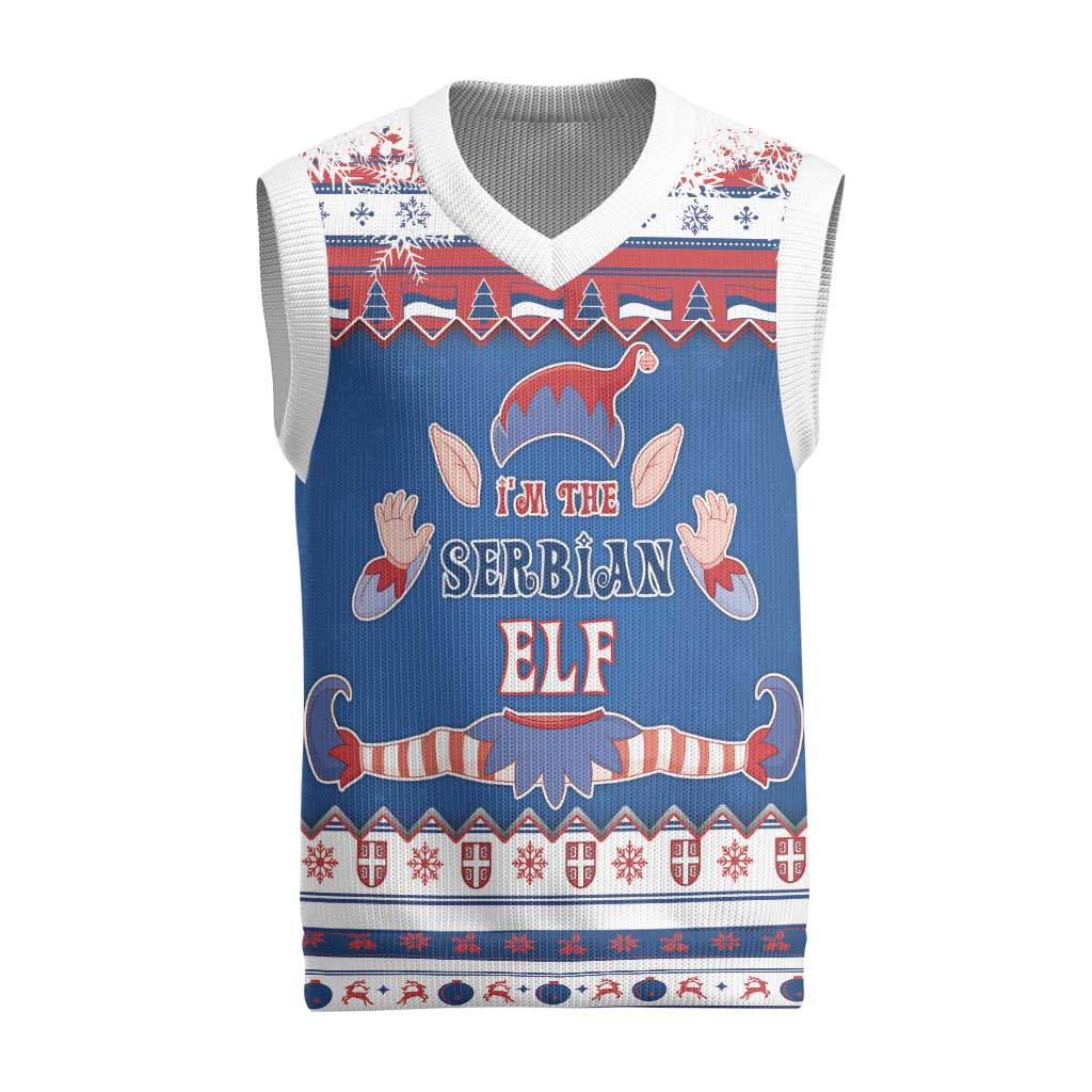 Serbia Christmas Knitted V-Neck Vest I Am The Serbian Elf - Wonder Print Shop